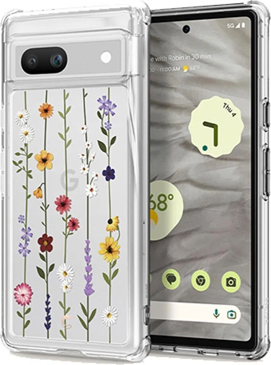 Spigen ACS05833 Hoesje Google Pixel 7A - Flower Garden Print - Transparant