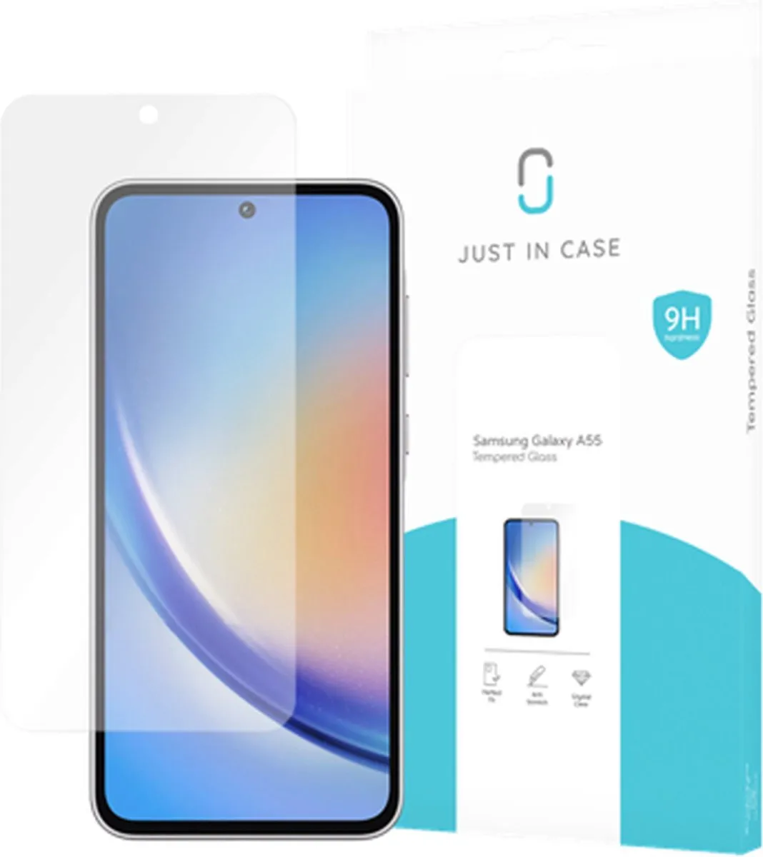 Just in Case Cazy Screenprotector Samsung Galaxy A55 - Gehard Glas - Transparant - afbeelding 6 van 6