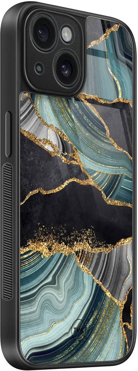 Casevibes iPhone 15 Hoesje Marble Jade Stone - Multi