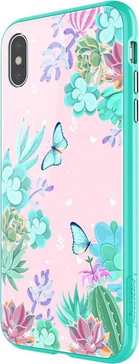 Nillkin Floral Hoesje iPhone XS Max - Groen - afbeelding 3 van 5
