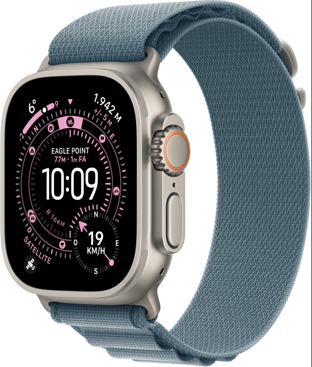 Apple Watch Ultra 3 - Wifi + 5G - 49 mm - Natural Titanium Case with Light Blue Alpine Loop - Medium