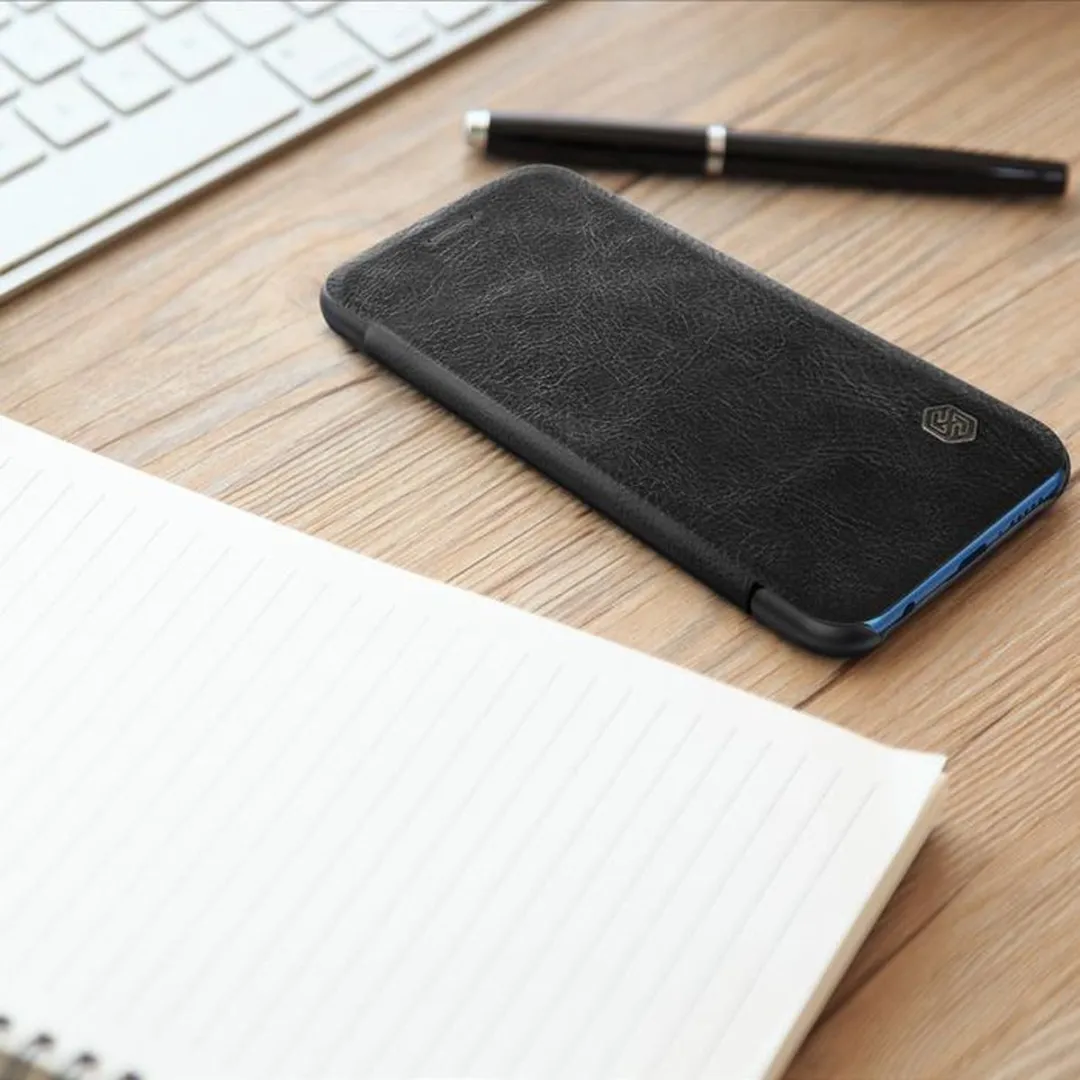 Nillkin Qin PU Leather Book Case voor Huawei P20 Lite - Zwart - afbeelding 2 van 6
