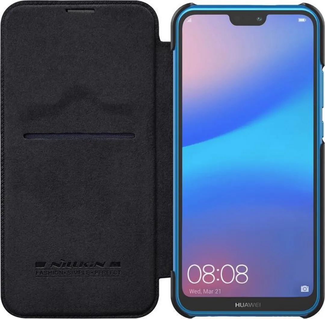 Nillkin Qin PU Leather Book Case voor Huawei P20 Lite - Zwart - afbeelding 6 van 6