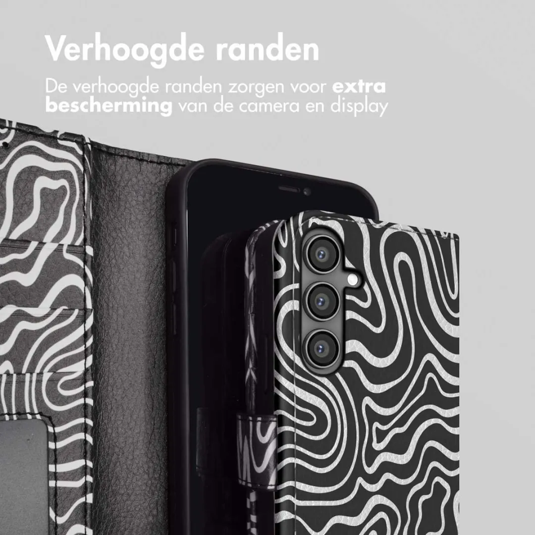 imoshiion Galaxy S23 FE Boekenkast Hoesje - 3 Pasjes - Black & White