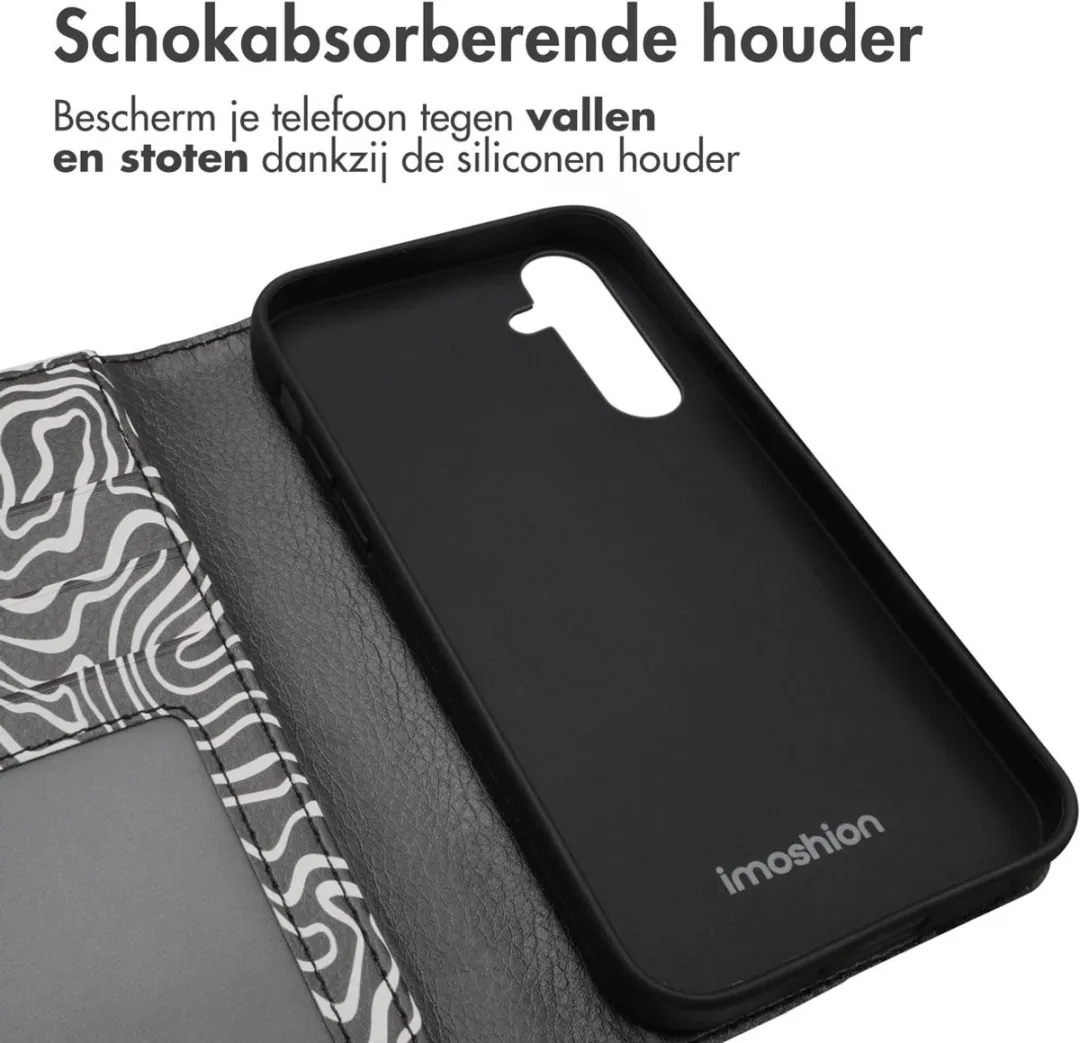 imoshiion Galaxy S23 FE Boekenkast Hoesje - 3 Pasjes - Black & White - afbeelding 6 van 6