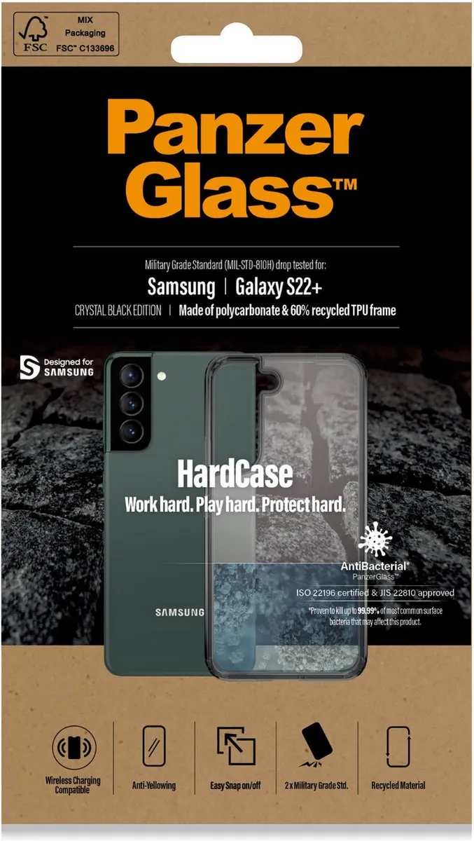PanzerGlass HardCase Samsung Galaxy S22 Plus - Zwart/Transparant