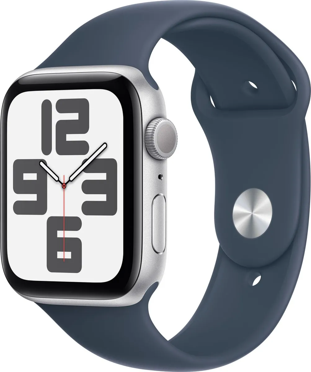 Apple Watch SE 44mm Zilver Storm Blue Band