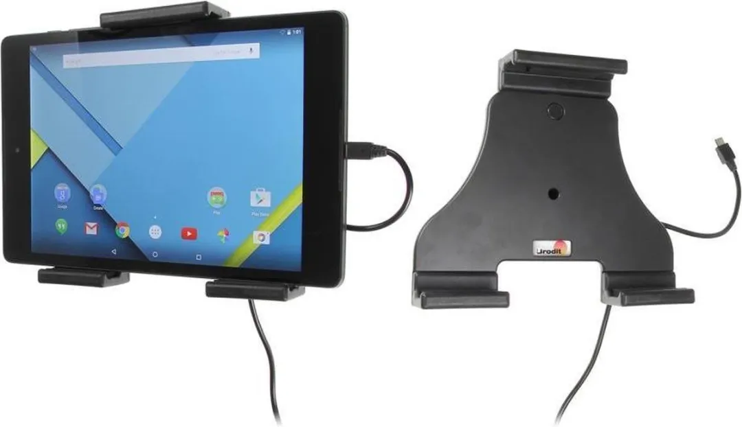 Brodit Universele Tablethouder 12V USB - 140-195mm - Zwart