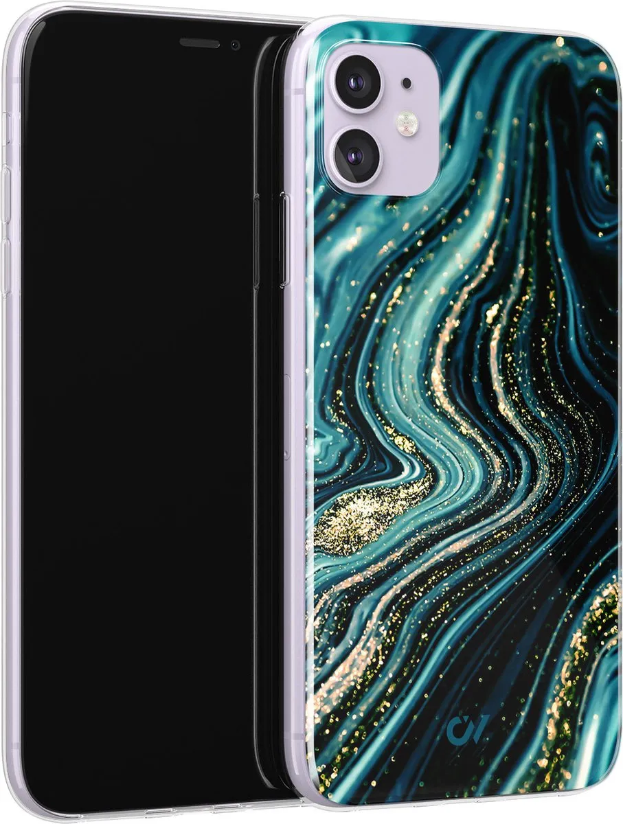 Casevibes iPhone 11 Hoesje Blauw - Blue Marble Waves