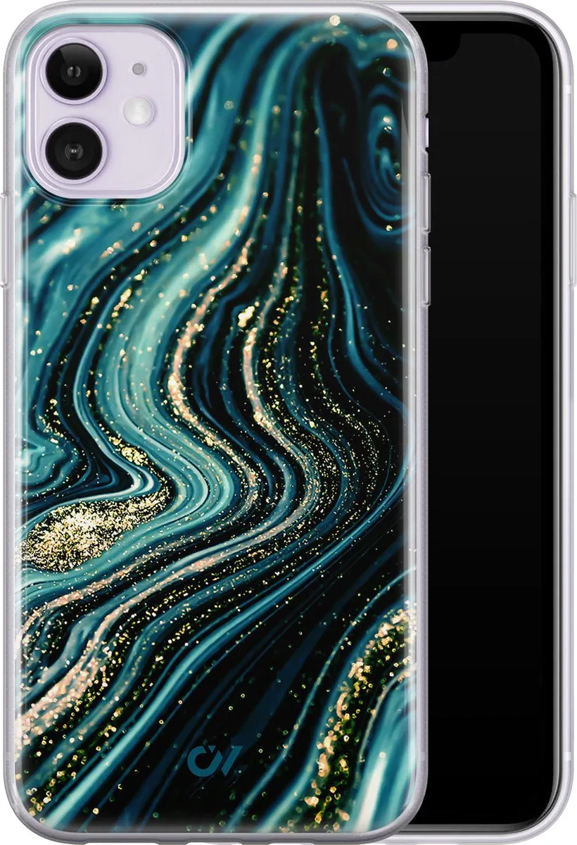 Casevibes iPhone 11 Hoesje Blauw - Blue Marble Waves