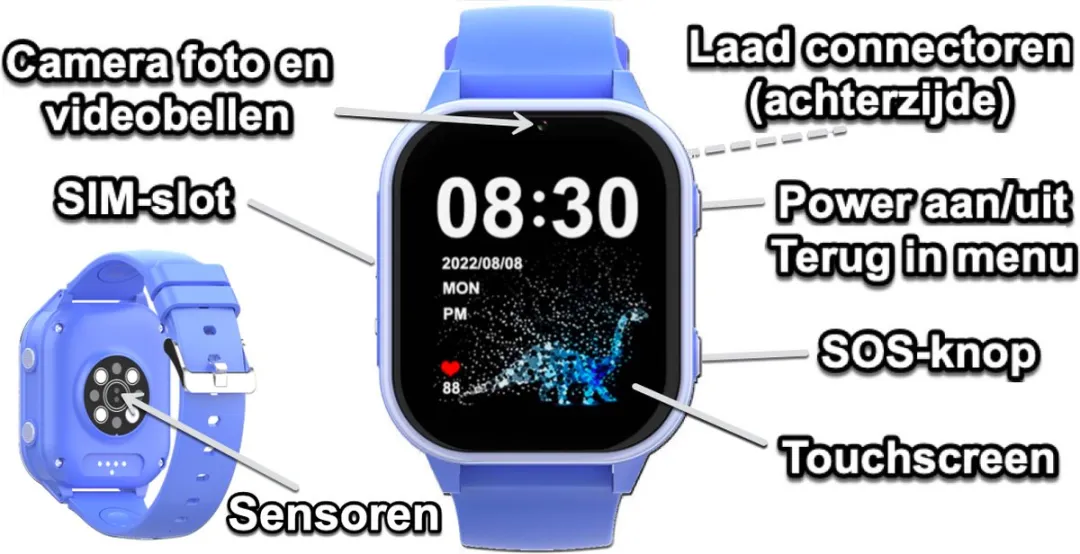 GPSHorlogeKids Edge Pro Smartwatch - Blauw - afbeelding 6 van 6