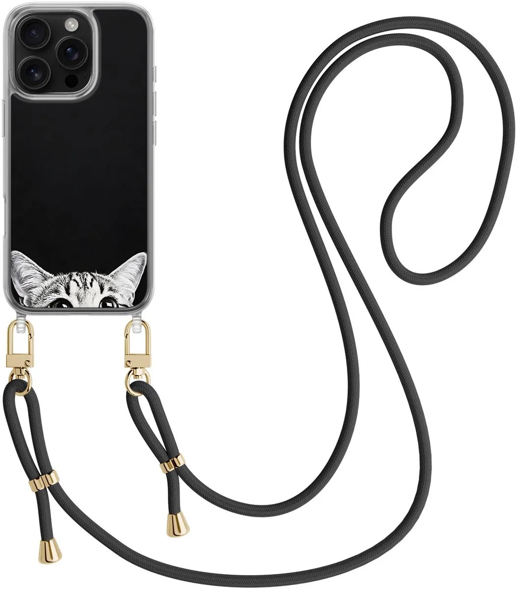Casevibes iPhone 16 Pro Telefoonhoesje - Kat Kiekeboe - Zwart