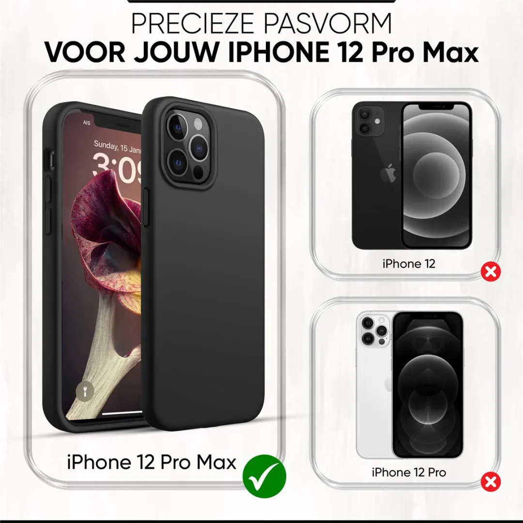 NUVEX iPhone 12 Pro Max Hoesje Zwart - Met Screenprotector