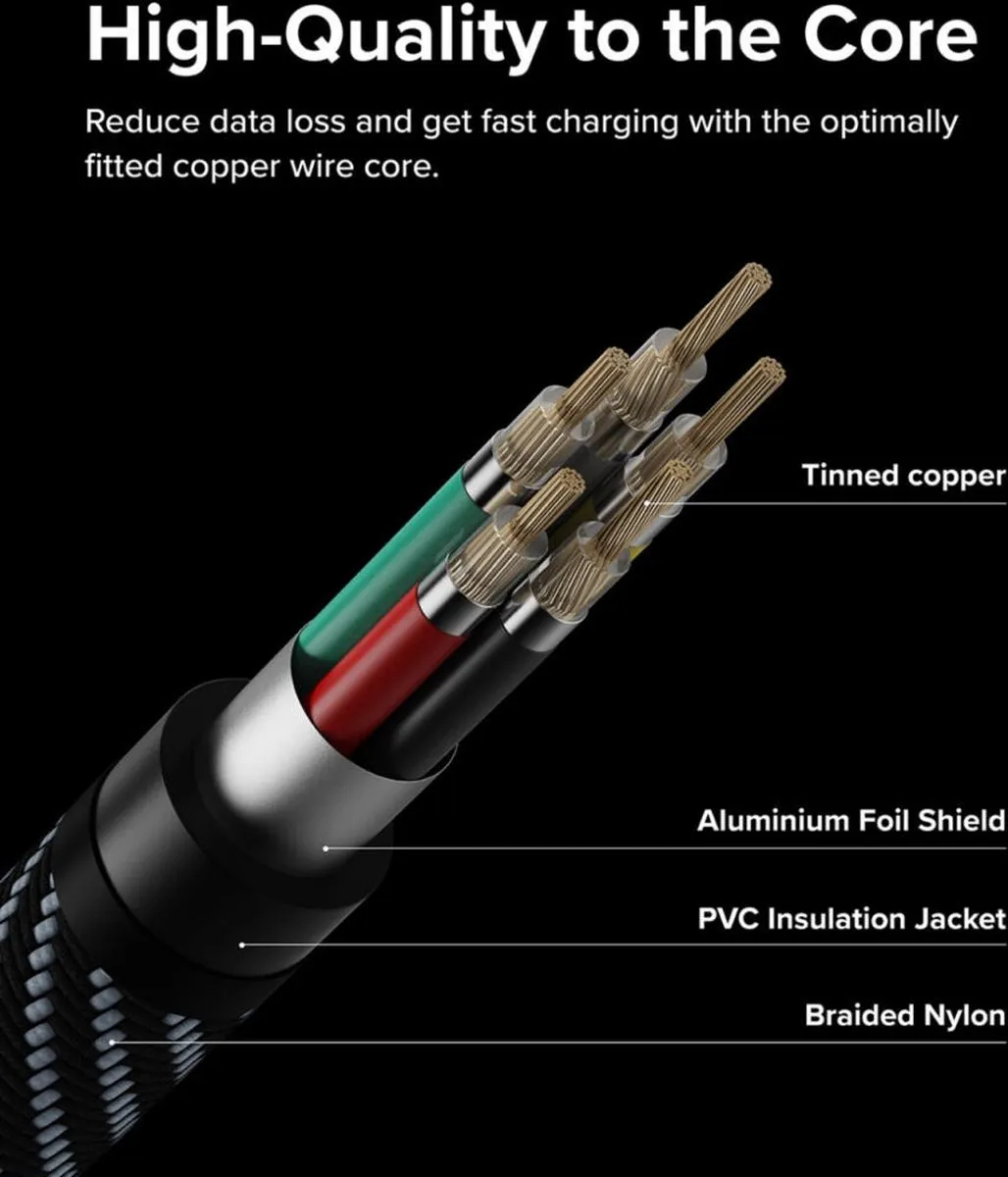Ringke 3-in-1 USB-kabel 1.2M - Zwart