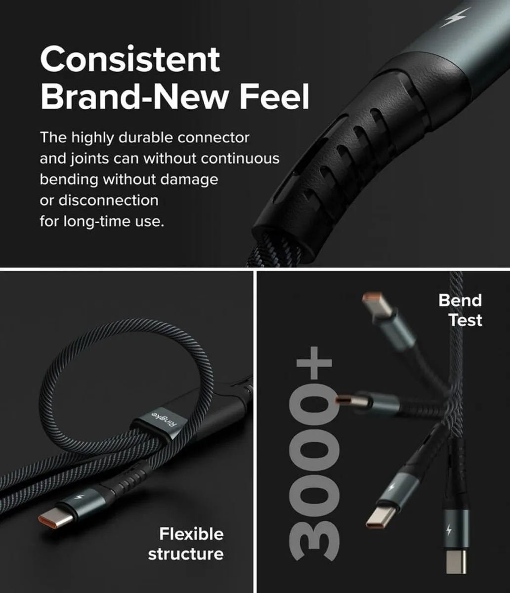 Ringke 3-in-1 USB-kabel 1.2M - Zwart