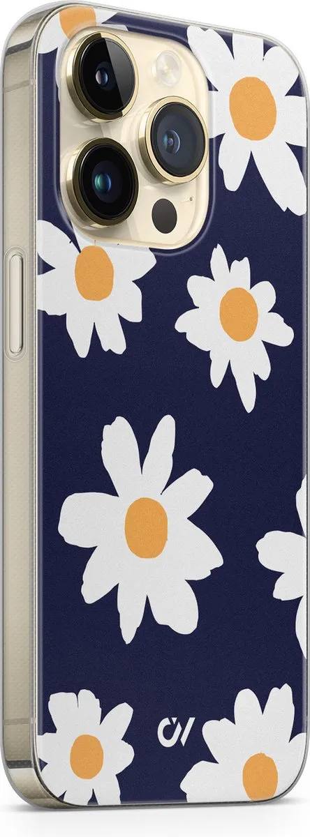 Casevibes Hoesje iPhone 14 Pro Sweet Daisies - Blauw