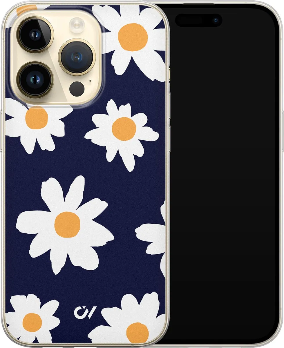 Casevibes Hoesje iPhone 14 Pro Sweet Daisies - Blauw