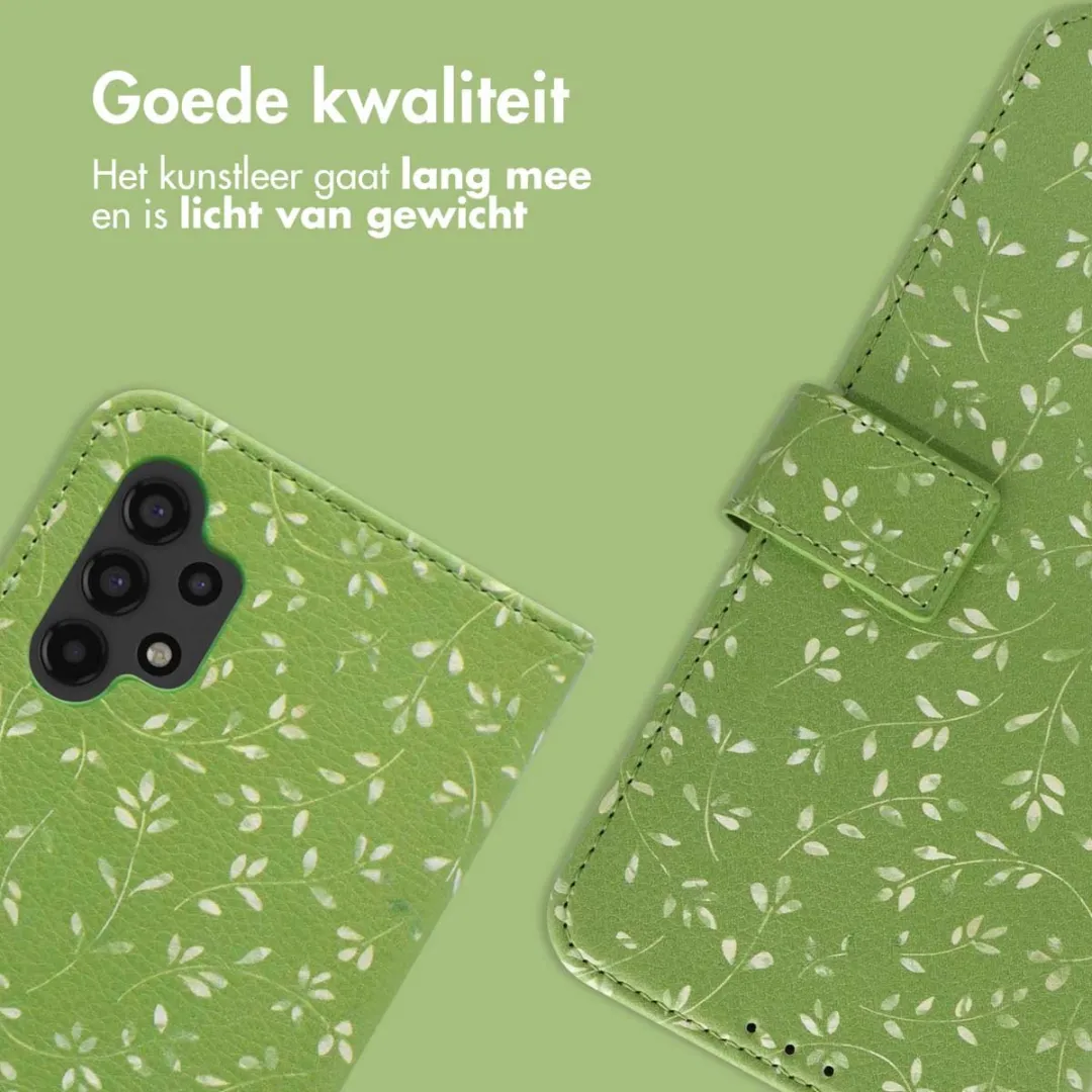 imosHion Hoesje Samsung Galaxy A13 4G - Green Flowers - 3 Pasjes