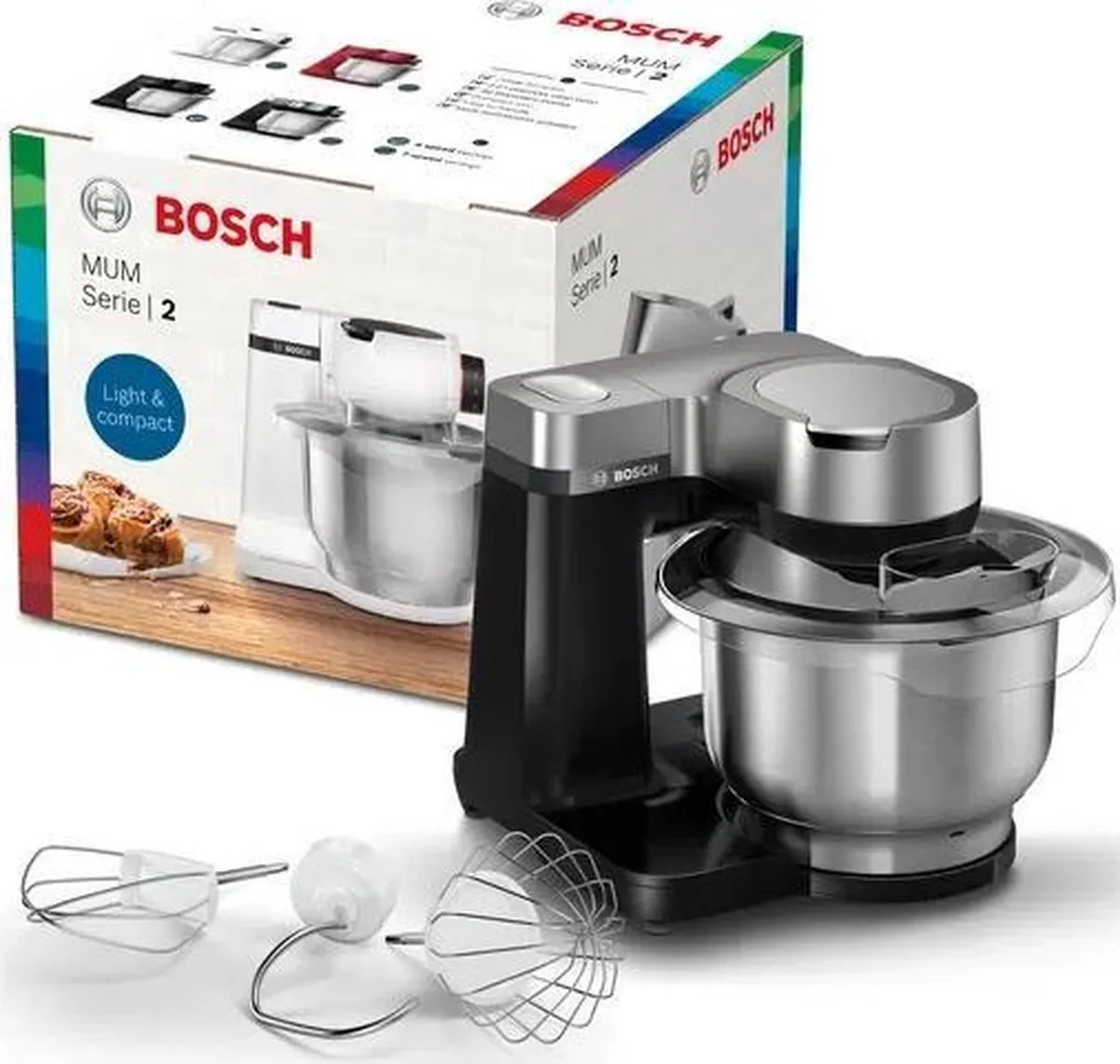 Bosch MUM Serie 2 MUMS2VM00 Keukenmachine 900W - Zwart/RVS