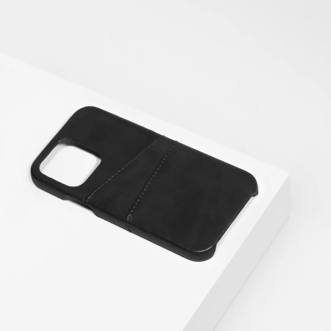 BMAX Leren Hardcase iPhone 13 Pro Max - 2 Pasjes - Zwart