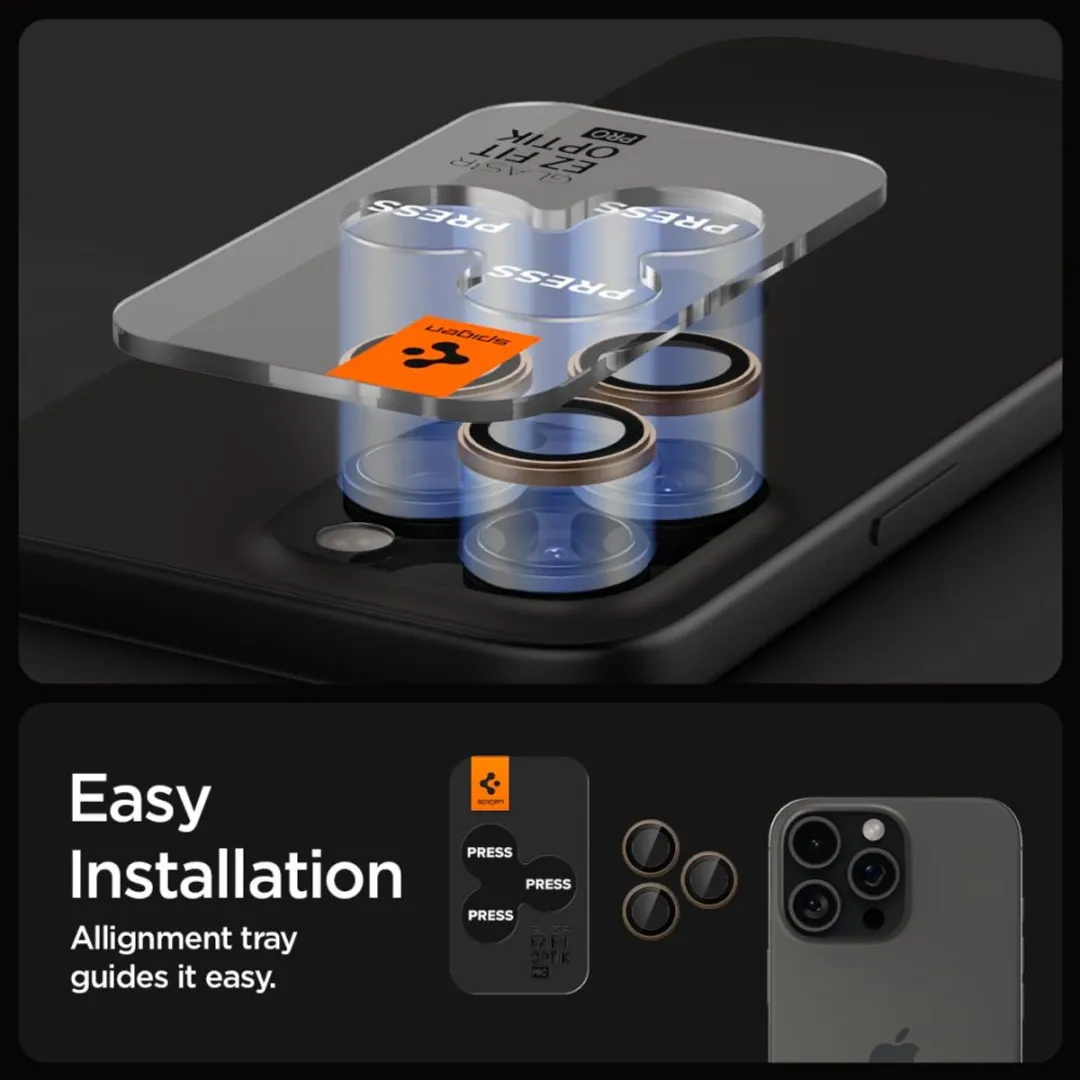 Spigen Optik Pro EZ Fit Lens Protector AGL08862 - 2 Stuks - Desert Titanium - afbeelding 6 van 6