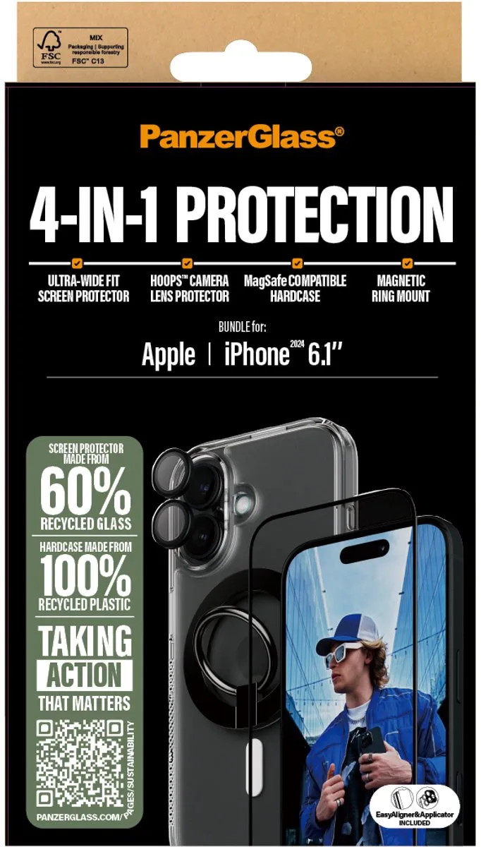 PanzerGlass iPhone 16 4-in-1 Schermbeschermer - 1 Stuk