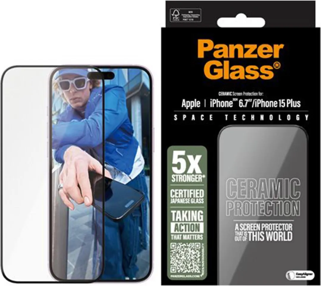 PanzerGlass Ceramic iPhone 16 Plus Screenprotector - Case Friendly