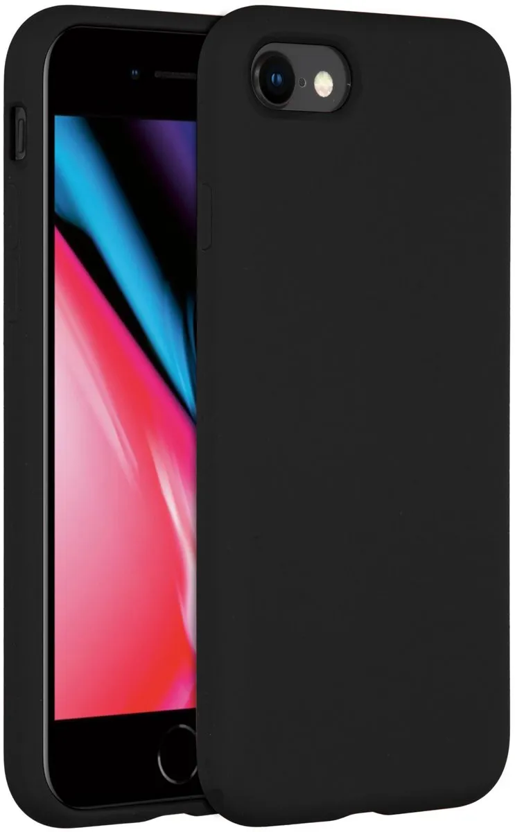 Accezz Hoesje iPhone SE/8/7 - Liquid Silicone Zwart