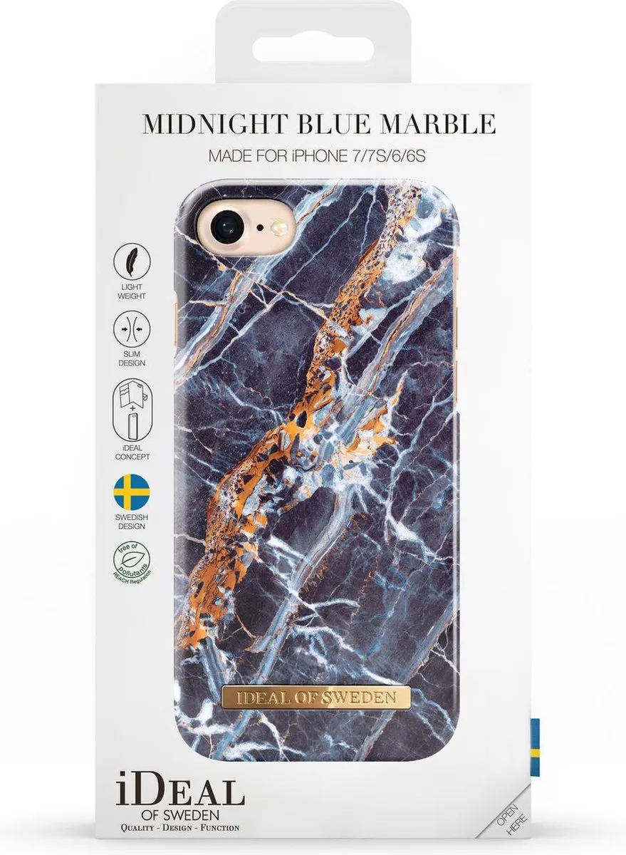 iDeal of Sweden iPhone 8/7 Back Case - Midnight Blue Marble - afbeelding 4 van 5
