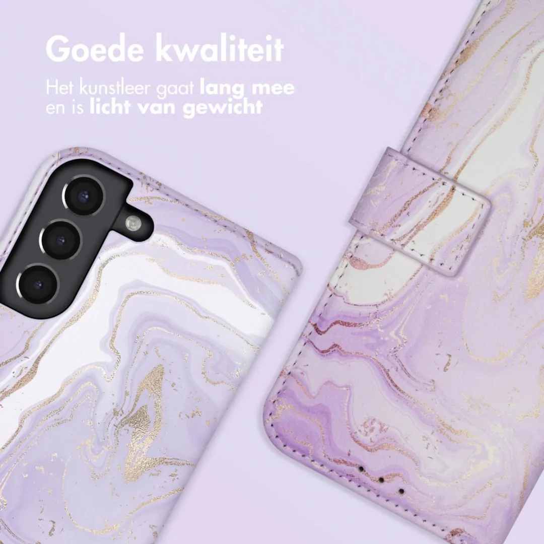 Imoshion Galaxy S21 Hoesje Purple Marble - 3 Pasjes