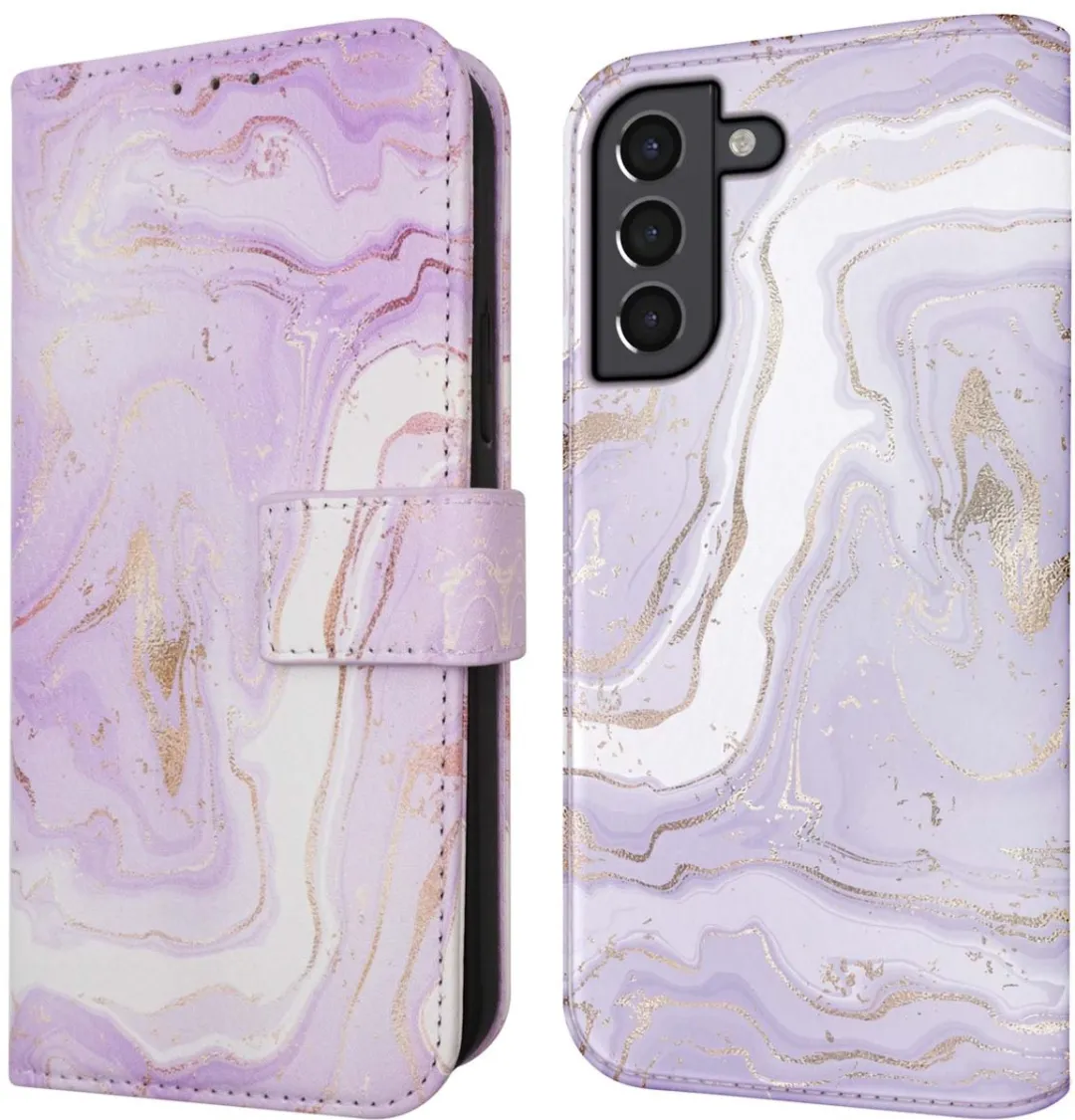 Imoshion Galaxy S21 Hoesje Purple Marble - 3 Pasjes