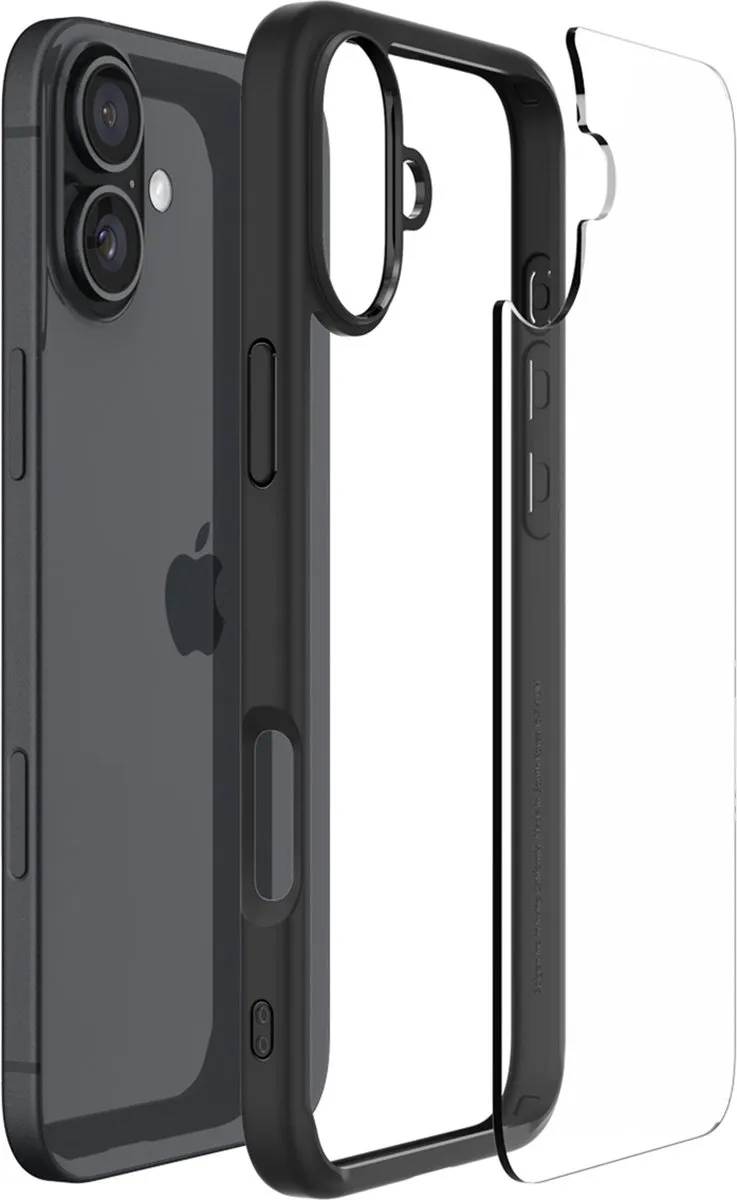Spigen Ultra Hybrid Hoesje ACS08201 - iPhone 16 - Transparant Zwart