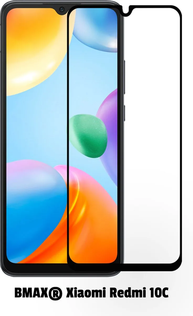 BMAX Xiaomi Redmi 10C Full Cover Schermbeschermer - 2 Stuks - Zwart