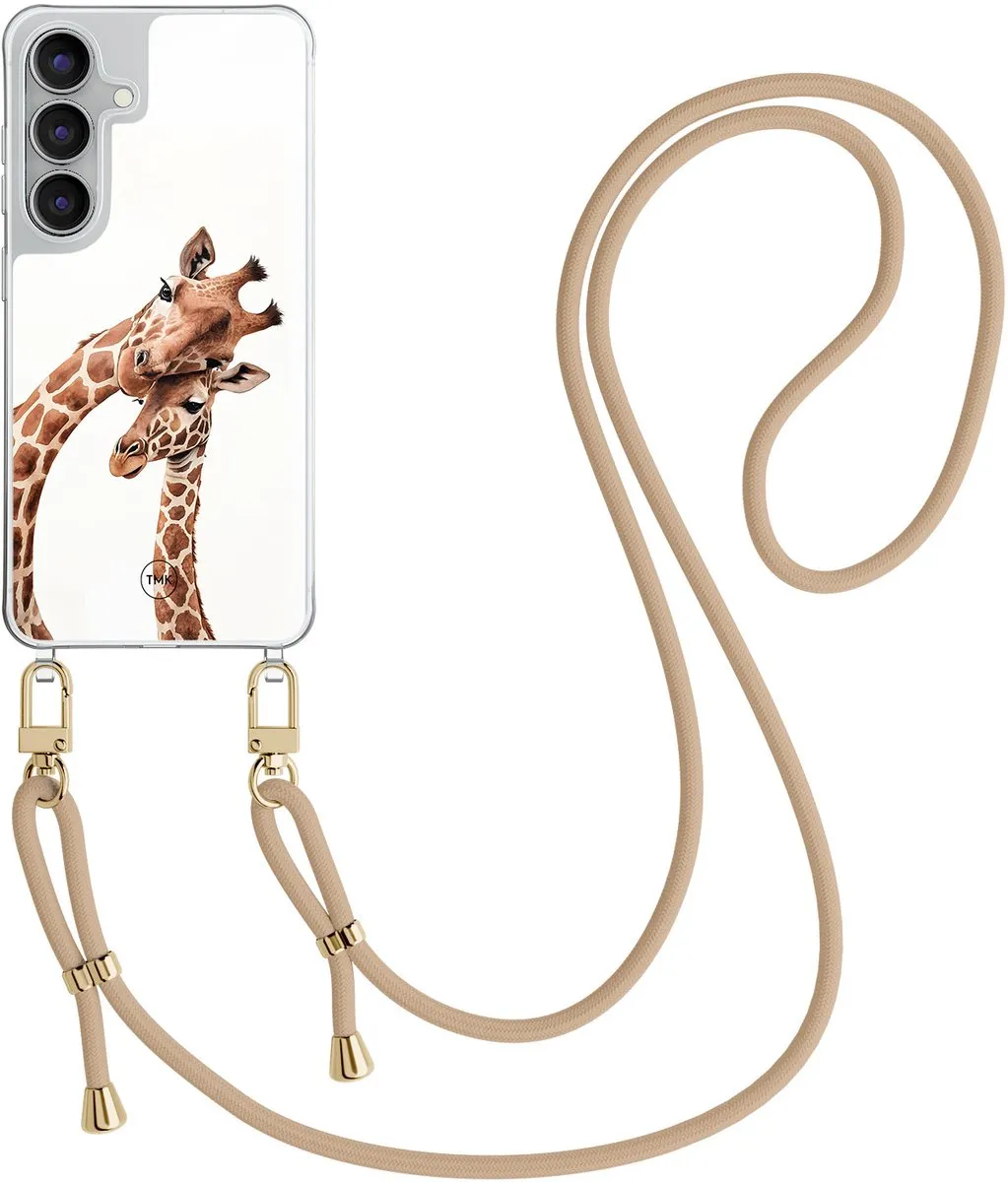 Casevibes S25 FE Telefoonhoesje - Giraffenprint - Bruin - Crossbody