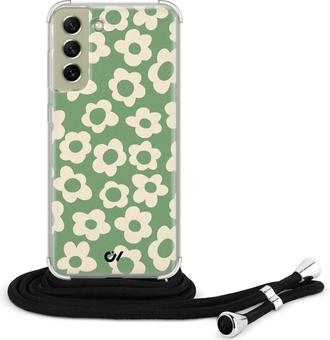 Casevibes Telefoonhoesje S21 FE C/S21FE/UV/016 - Groen Retro Cute Flowers