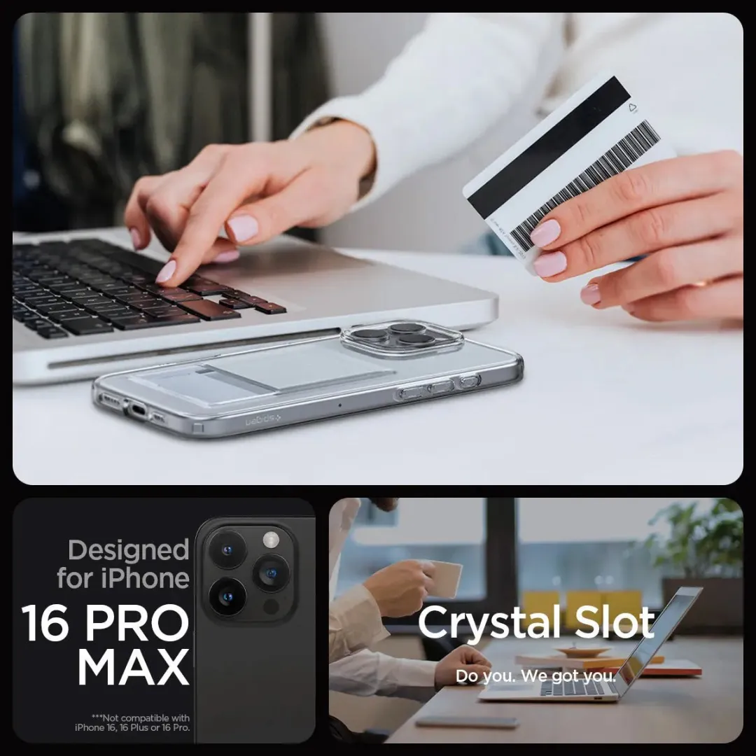 Spigen Crystal Slot Hoesje iPhone 16 Pro Max - Transparant - afbeelding 6 van 6