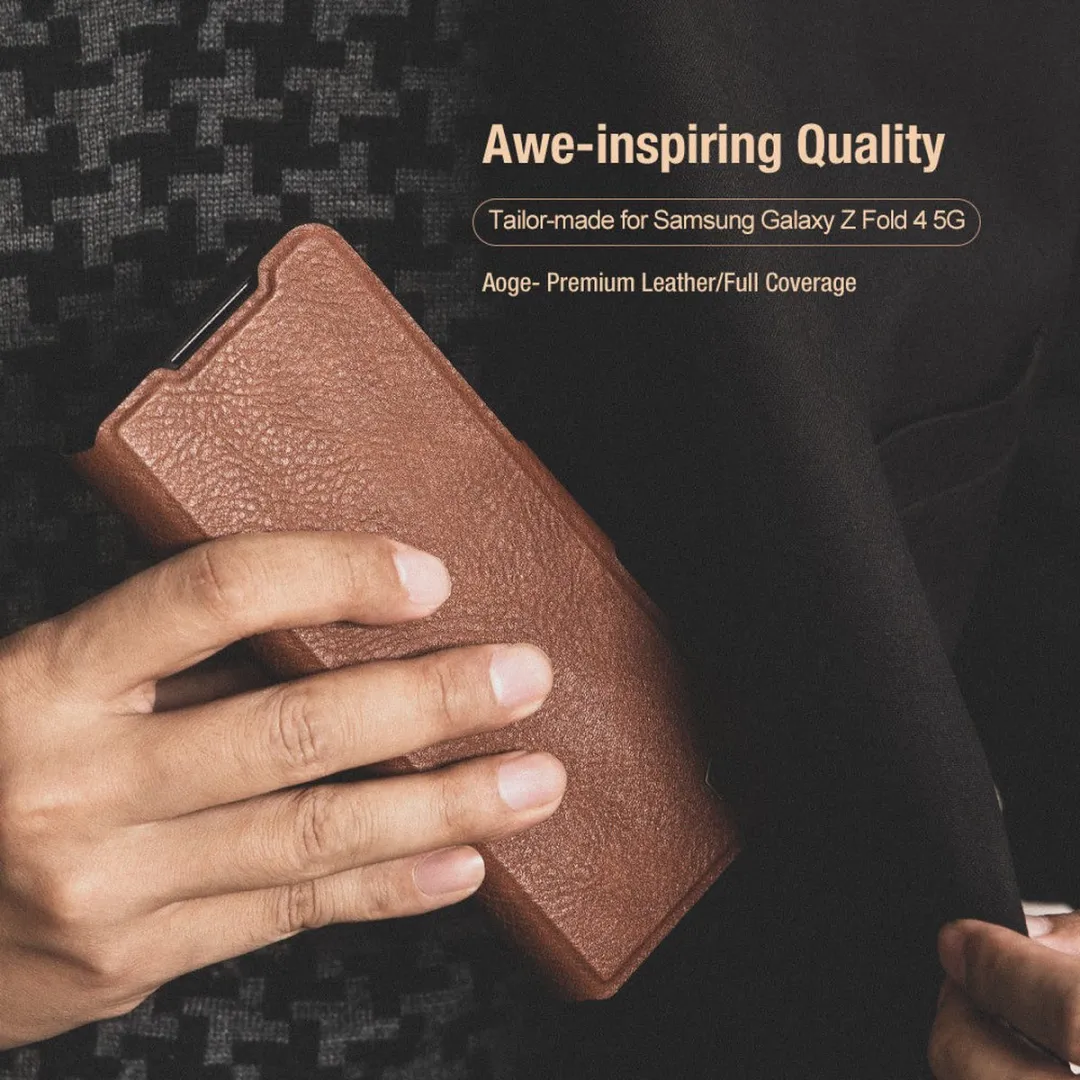 Nillkin Aoge Book Case Hoesje Samsung Galaxy Z Fold 4 - Bruin - afbeelding 4 van 6