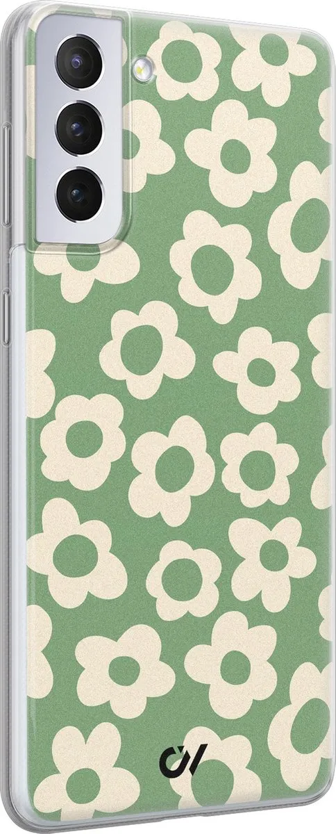 Casevibes Hoesje Samsung Galaxy S21 Retro Cute Flowers Groen
