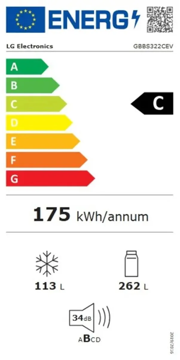 LG GBBS322CEV Koel-vriescombinatie 465L - Essence Zwart