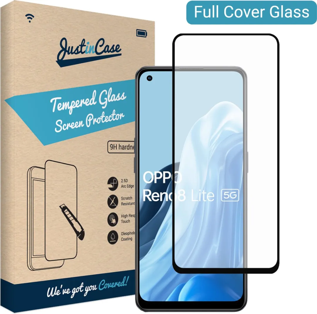 Just in Case Cazy Screenprotector OPPO Reno8 Lite - Full Cover Glas