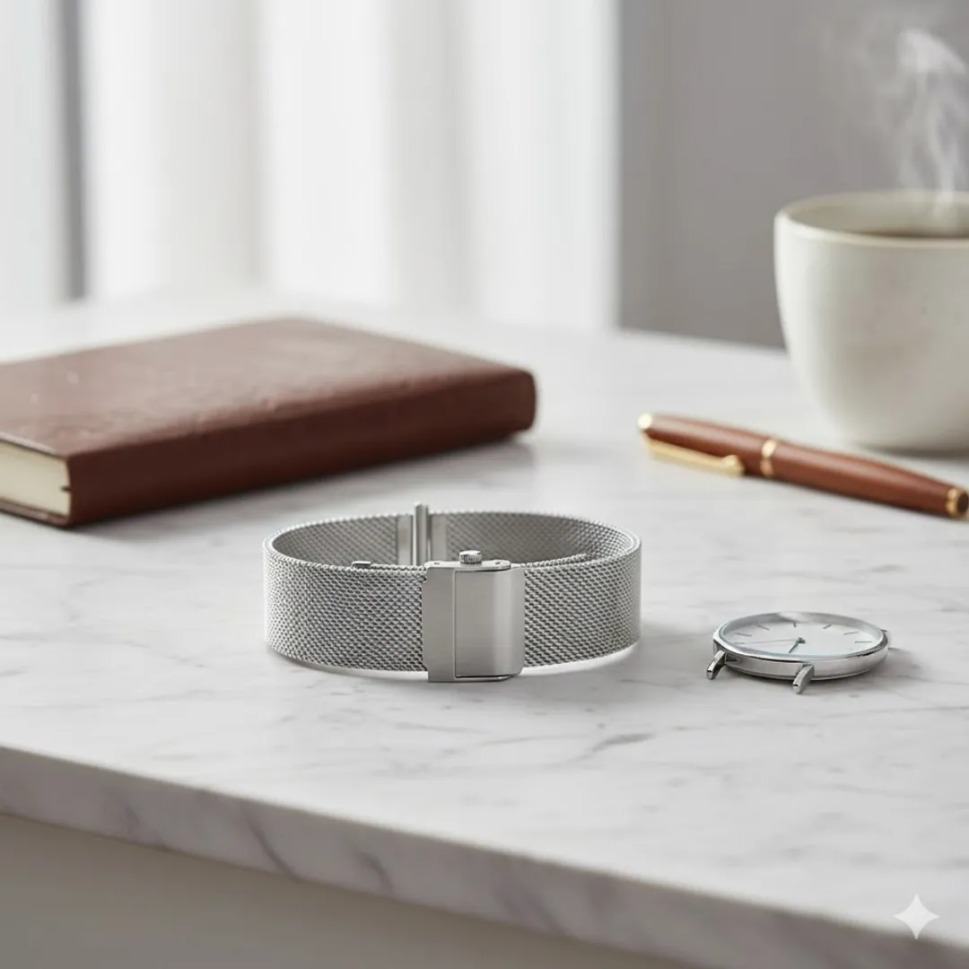 NUVEX Milanese Mesh Horloge Band 22mm - Zilver - One Size