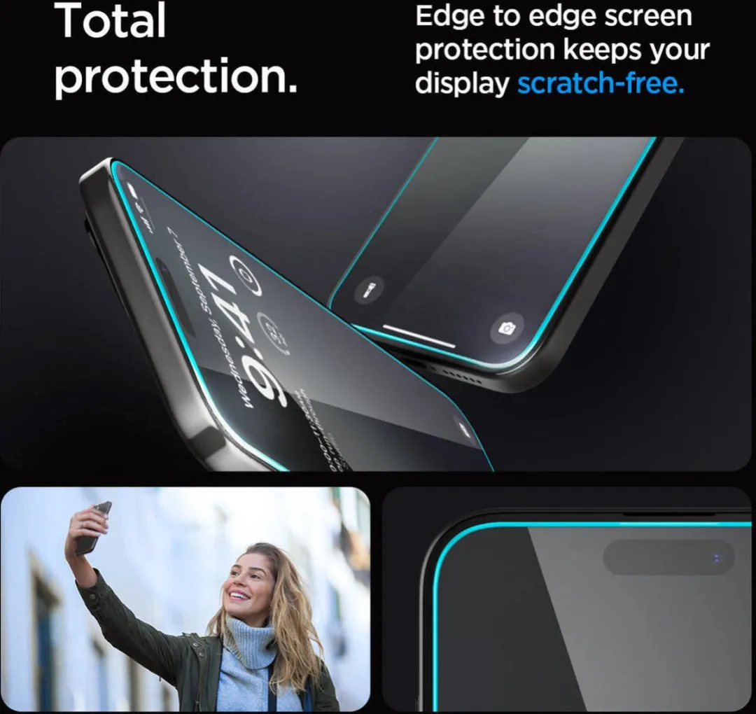 Spigen EZ Fit GLAS.tR iPhone 15 Pro Max Schermbeschermer - 9H - Transparant