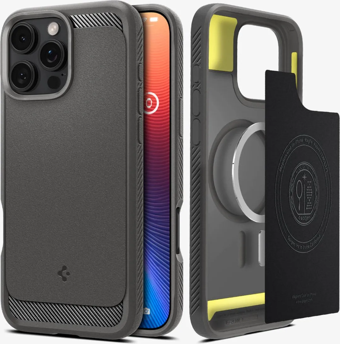Spigen Rugged Armor MagFit iPhone 16 Pro Hoesje - Grijs