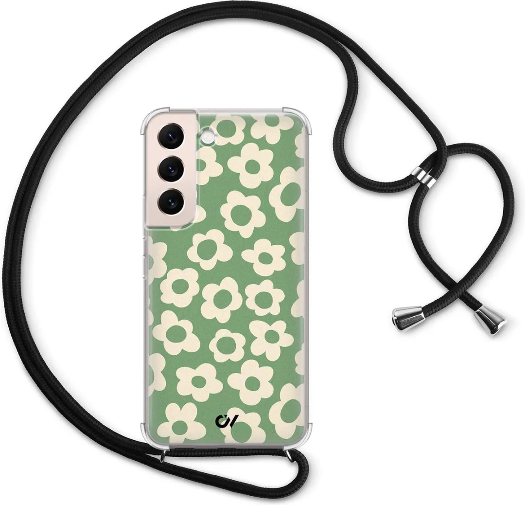 Casevibes Telefoonhoesje S22 C/S22/UV/016 - Groen Retro Cute Flowers
