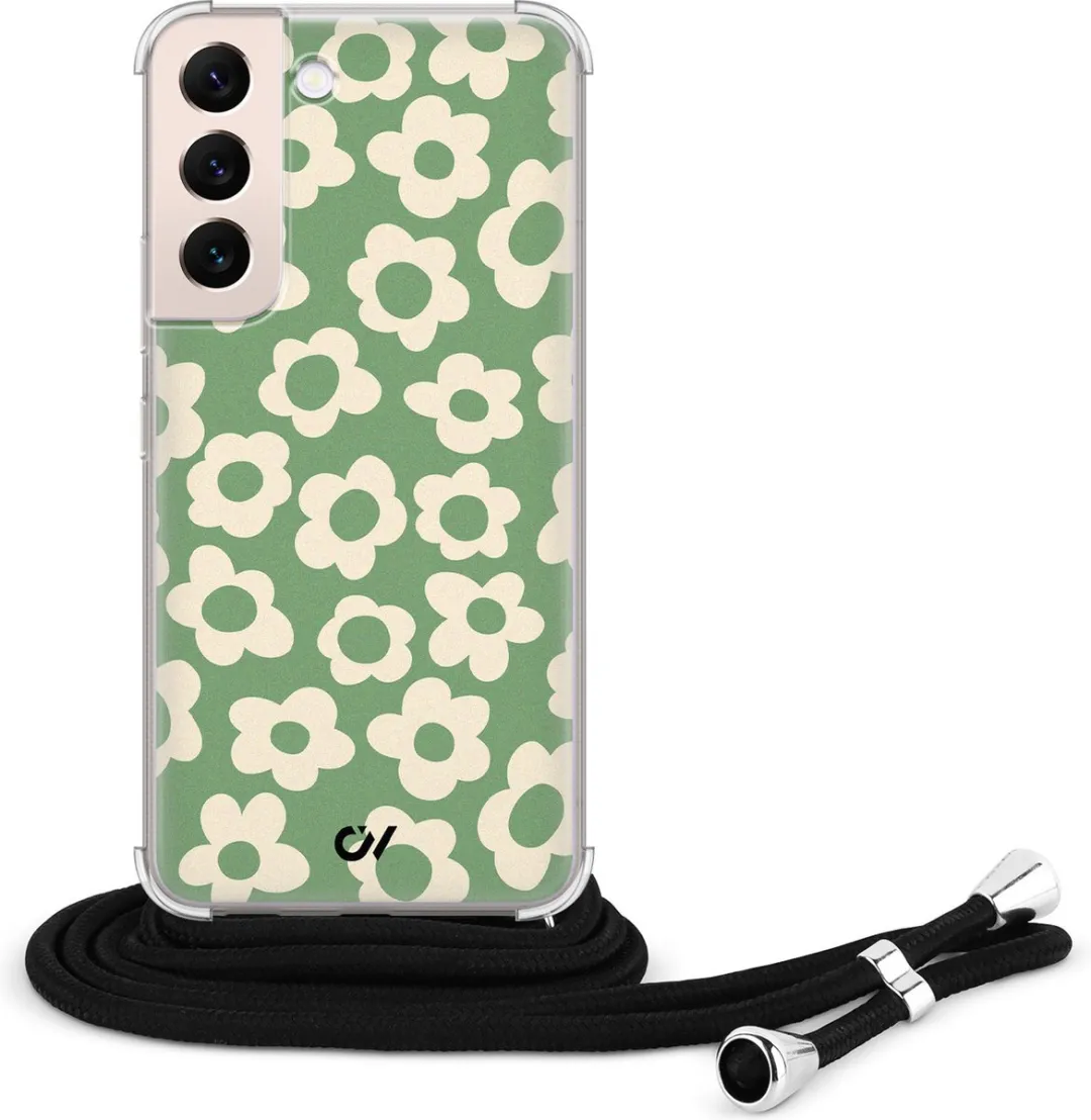 Casevibes Telefoonhoesje S22 C/S22/UV/016 - Groen Retro Cute Flowers