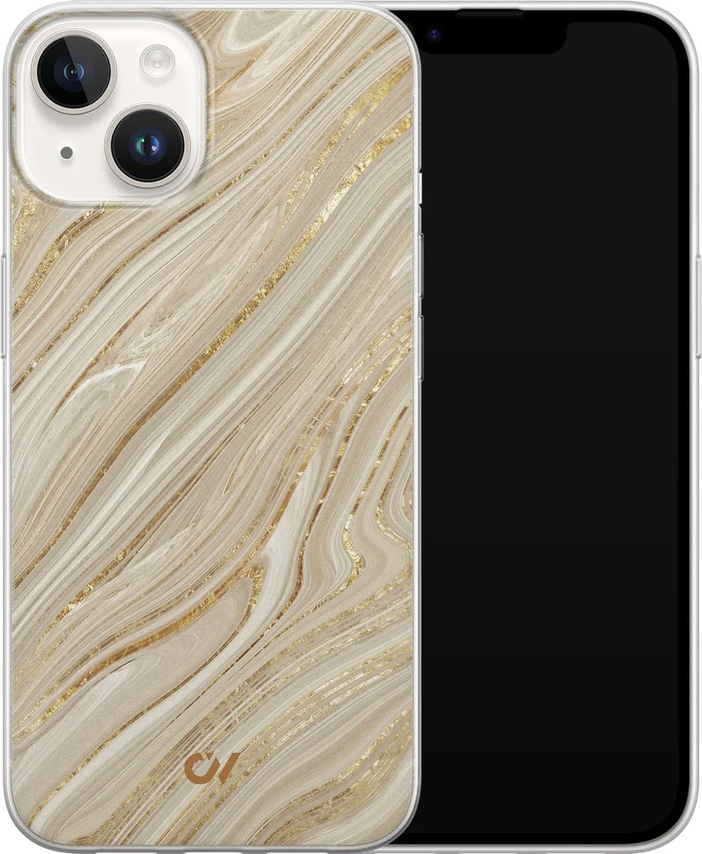 Casevibes Hoesje iPhone 14 Golden Marble - A/14/UV/024