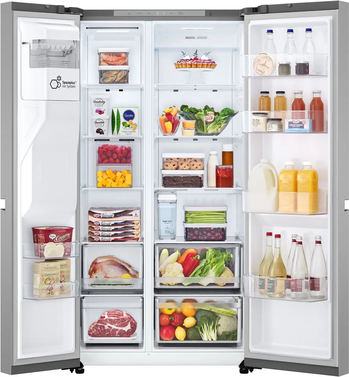 LG GSLC41PYPE Amerikaanse koelkast 641L met water- en ijsdispenser zonder leidingwerk, SpacePlus icemaker, LinearCooling voor stabiele versheid, ruime 641L inhoud voor gezinnen en stille, energiezuinige koeling, Energieklasse E