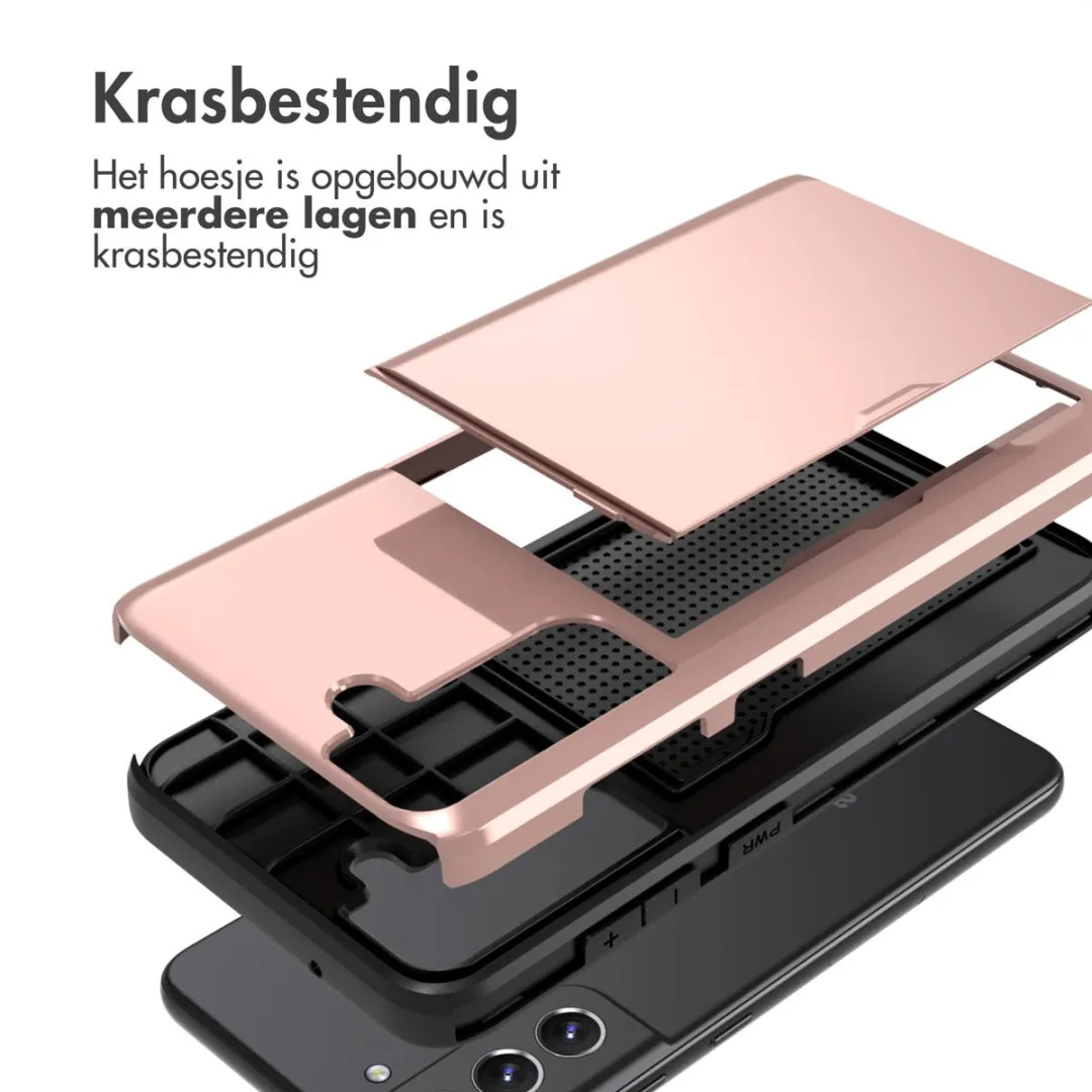 imosHion Hoesje Samsung Galaxy S21 FE - Rosé Goud - 2 Pasjes - afbeelding 6 van 6