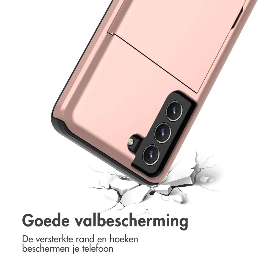 imosHion Hoesje Samsung Galaxy S21 FE - Rosé Goud - 2 Pasjes