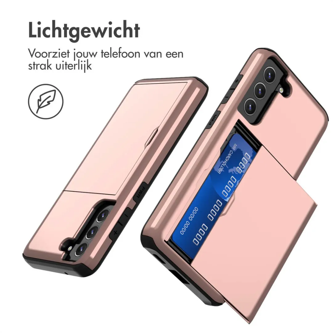 imosHion Hoesje Samsung Galaxy S21 FE - Rosé Goud - 2 Pasjes
